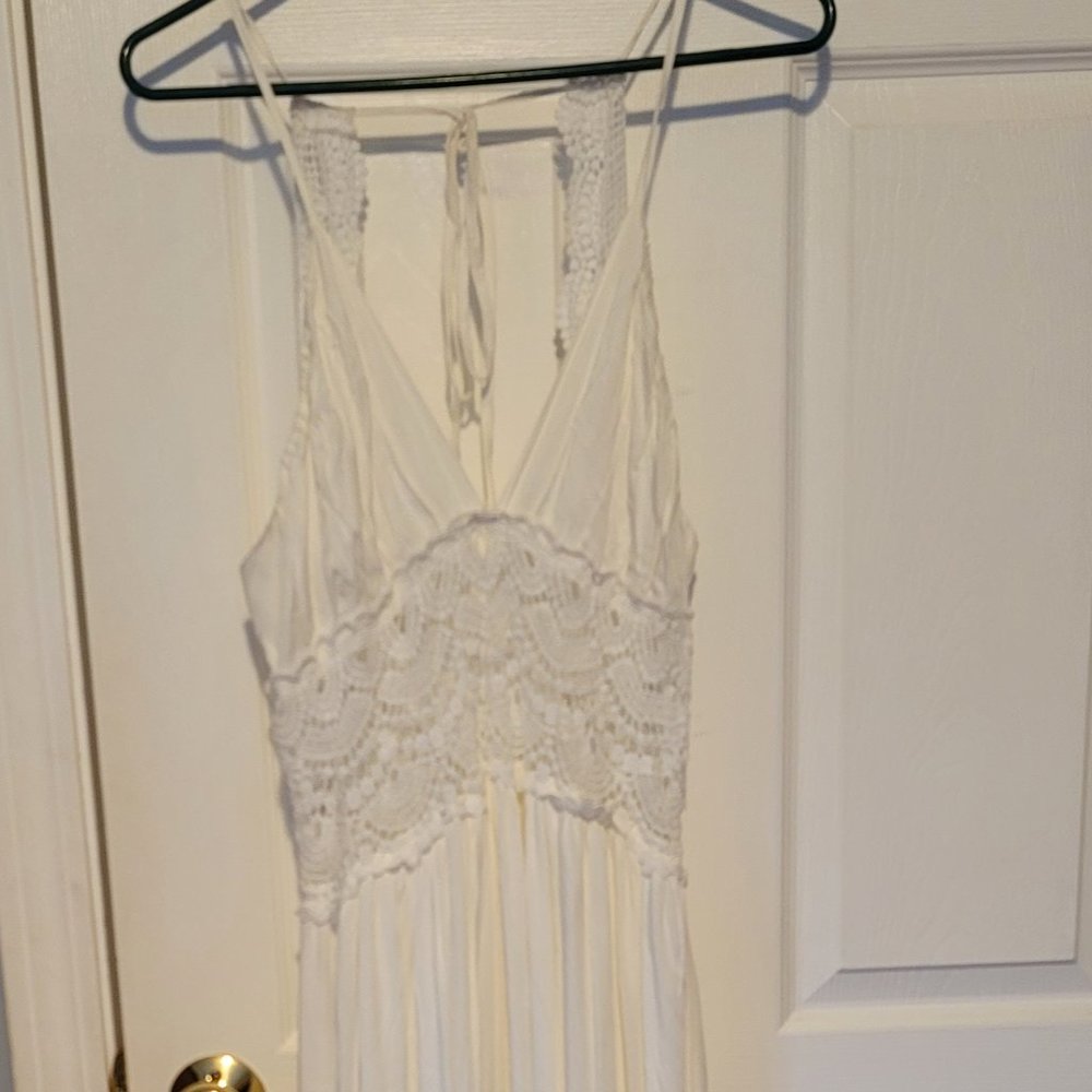 White Maxi Dress Women’s Size L Tall Off White/Cream Color